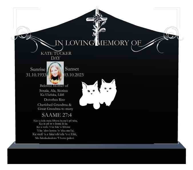 Mother Memorial Laser-Etched Black Granite Headstone design preview