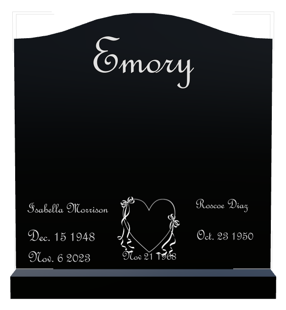 Memorial Laser-Etched Black Granite Headstone design preview