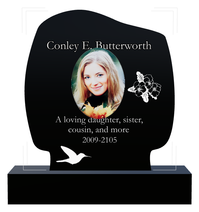 Daughter Memorial Laser-Etched Black Granite Headstone design preview