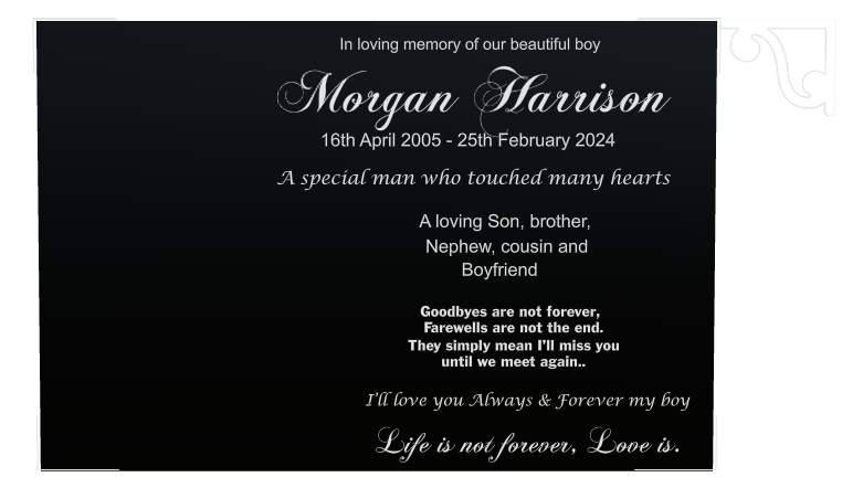 Son Memorial Laser-Etched Colour Plaque design preview