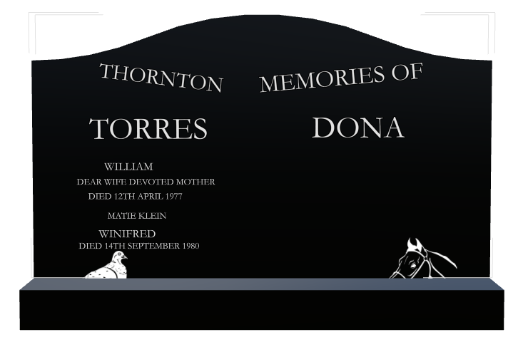 Wife Memorial Laser-Etched Black Granite Headstone design preview