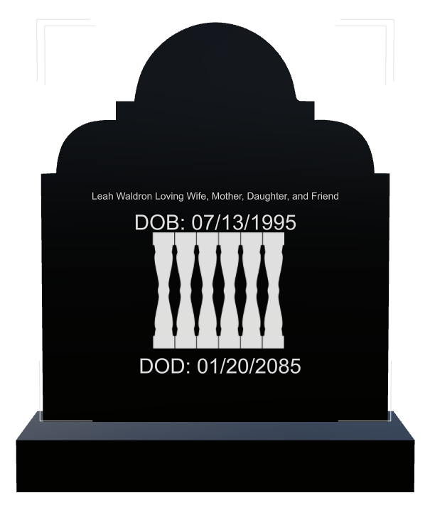 Wife Memorial Laser-Etched Black Granite Headstone design preview