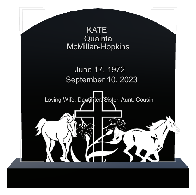 Wife Memorial Laser-Etched Black Granite Headstone design preview