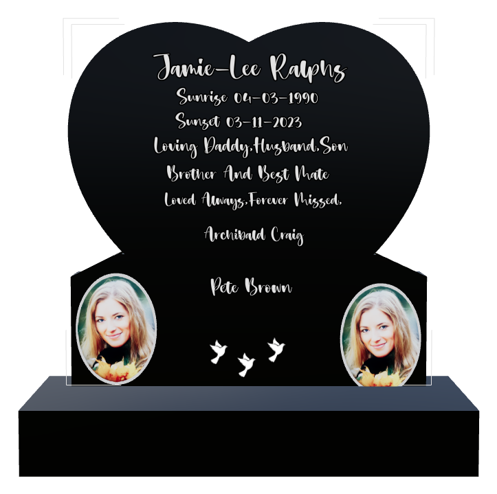 Son Memorial Laser-Etched Black Granite Headstone design preview