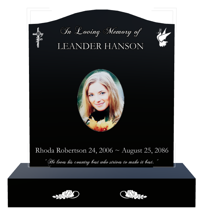 Rest In Peace Laser-Etched Black Granite Headstone design preview