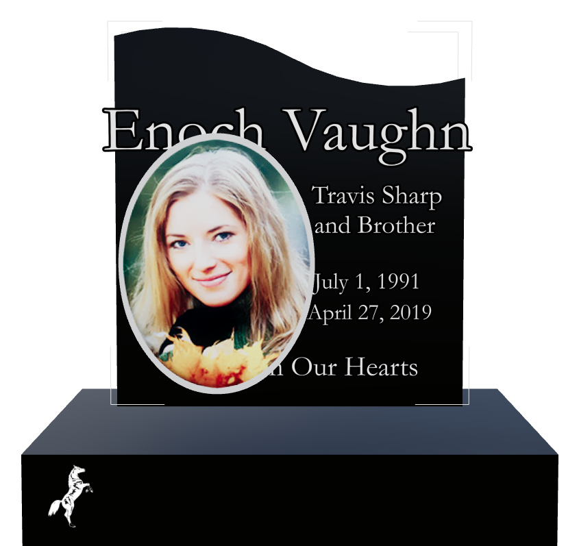 Son Memorial Laser-Etched Black Granite Headstone design preview