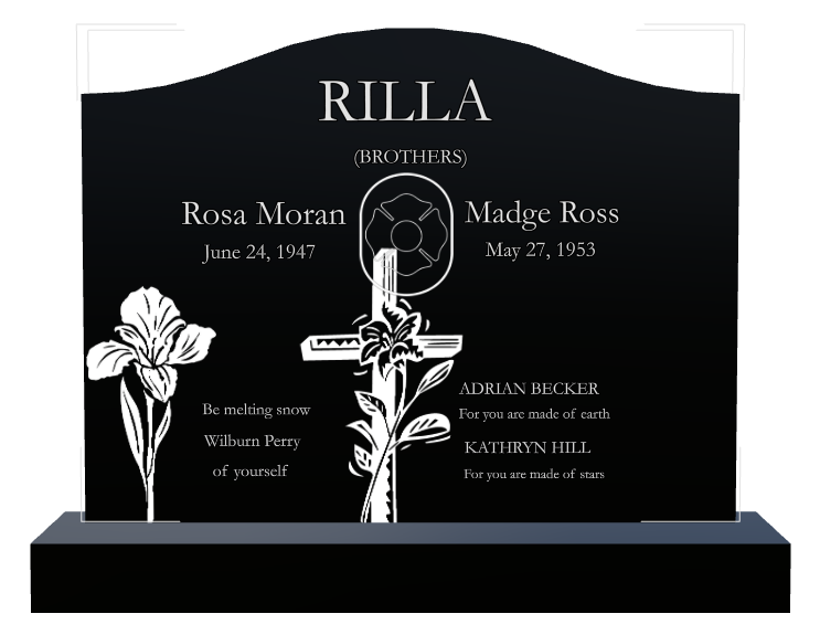 Memorial Laser-Etched Black Granite Headstone design preview