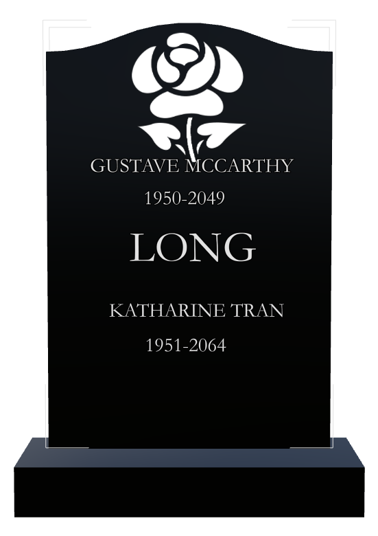Floral Memorial Laser-Etched Black Granite Headstone design preview