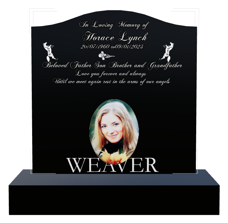 Father Memorial Laser-Etched Black Granite Headstone design preview