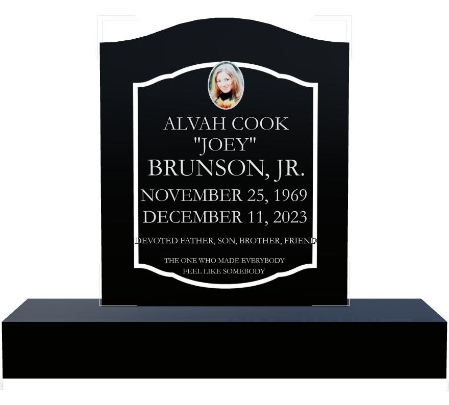 Father Memorial Laser-Etched Black Granite Headstone design preview
