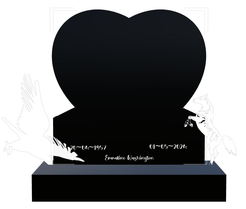 Memorial Laser-Etched Black Granite Headstone design preview