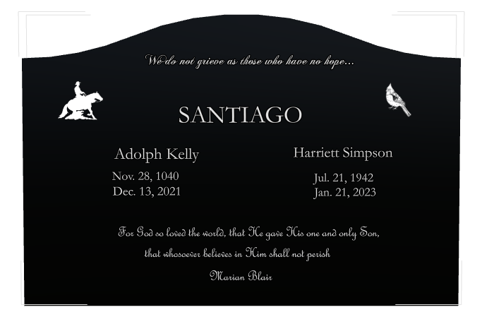 Memorial Laser-Etched Black Granite Headstone design preview