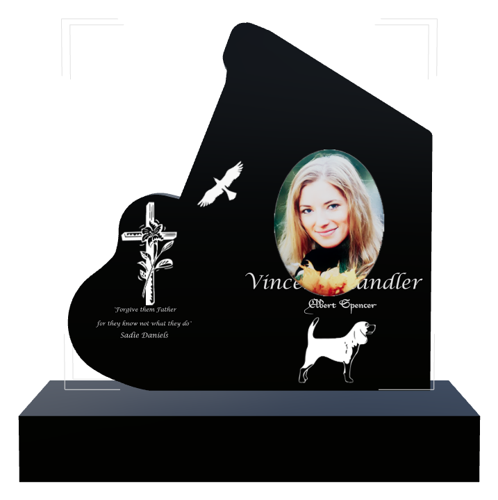 Biblical Memorial Laser-Etched Black Granite Headstone design preview