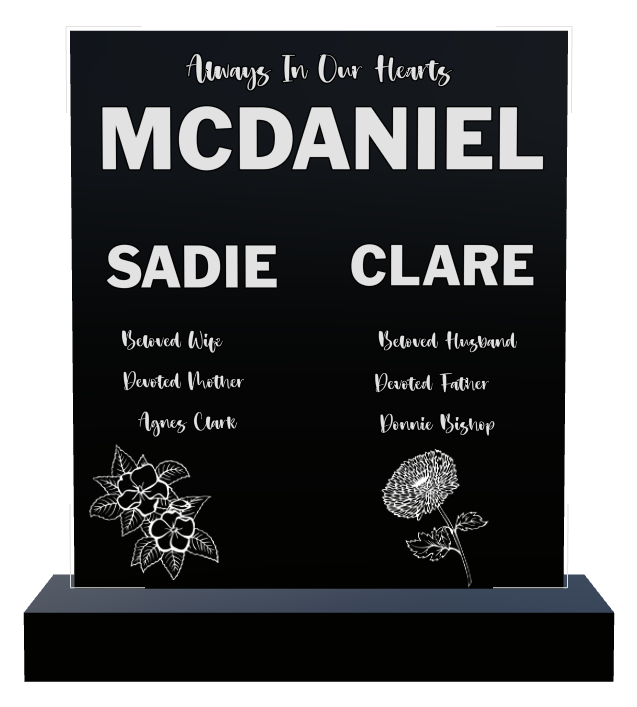 Wife Memorial Laser-Etched Black Granite Headstone design preview