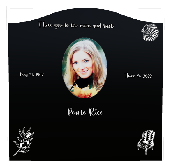 Memorial Laser-Etched Black Granite Headstone design preview