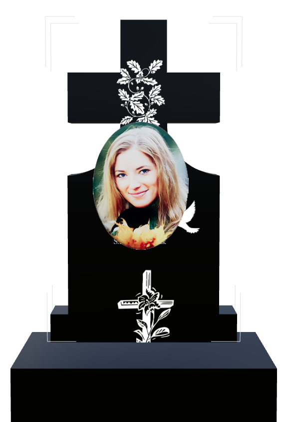 Memorial Laser-Etched Black Granite Headstone design preview