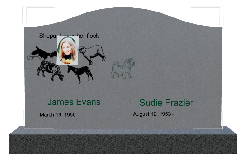 Memorial Laser-Etched Black Granite Headstone design preview