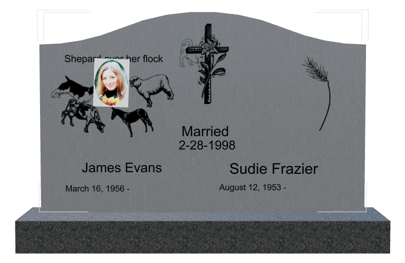 Memorial Laser-Etched Black Granite Headstone design preview
