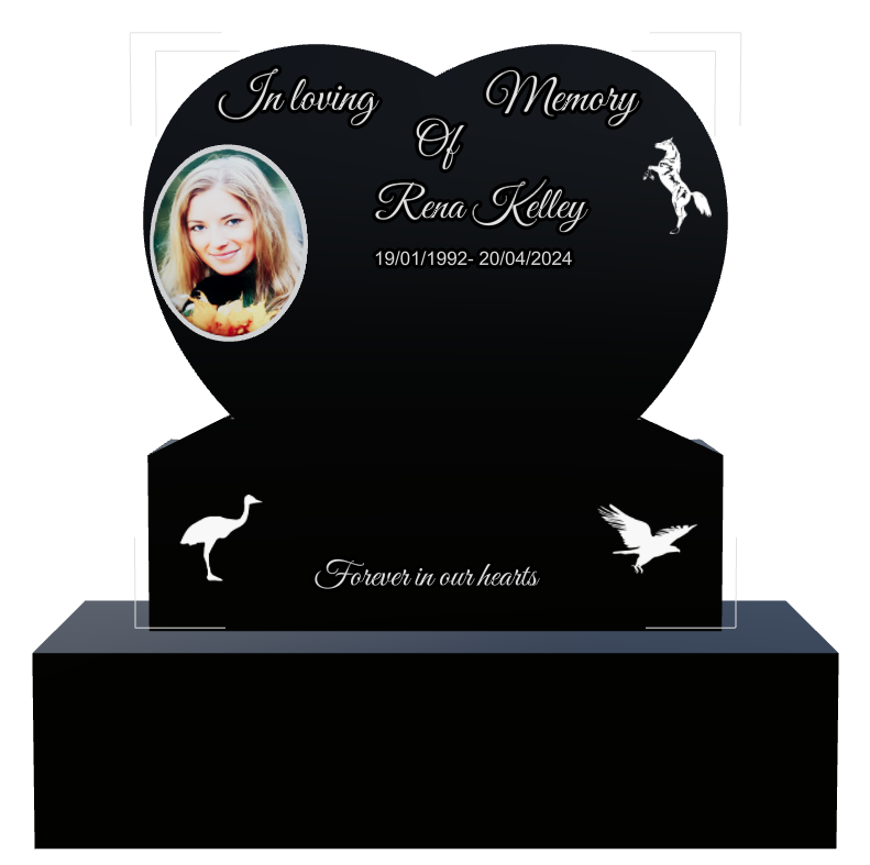 Memorial Laser-Etched Black Granite Headstone design preview
