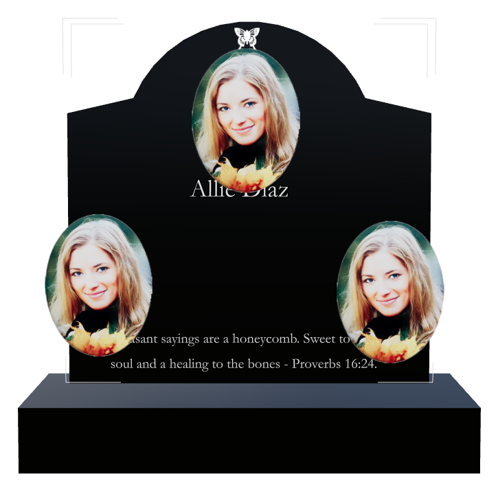 Biblical Memorial Laser-Etched Black Granite Headstone design preview