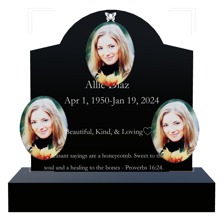 Biblical Memorial Laser-Etched Black Granite Headstone design preview