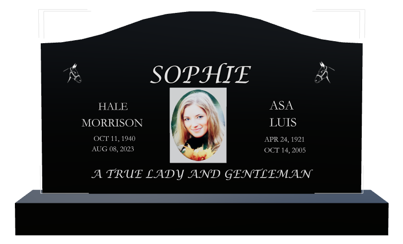 Memorial Laser-Etched Black Granite Headstone design preview