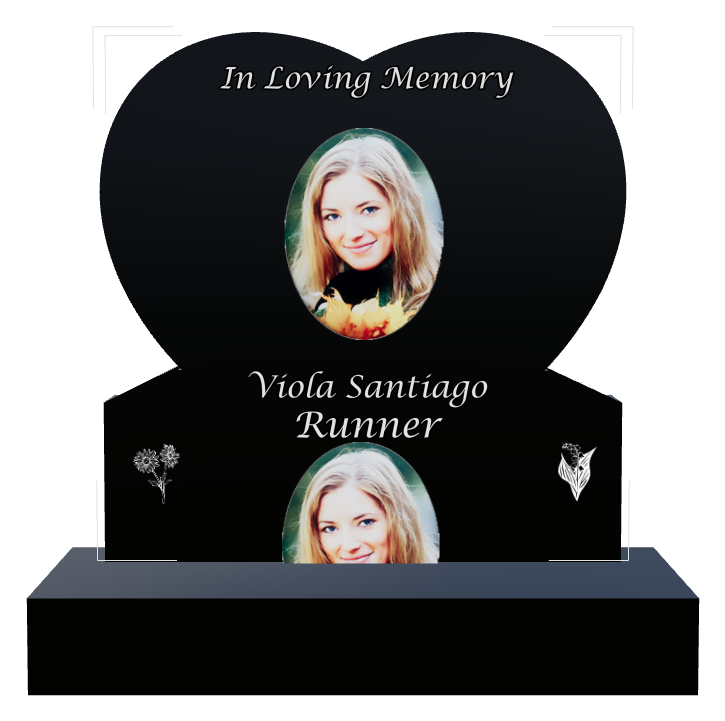 In Loving Memory Laser-Etched Black Granite Headstone design preview