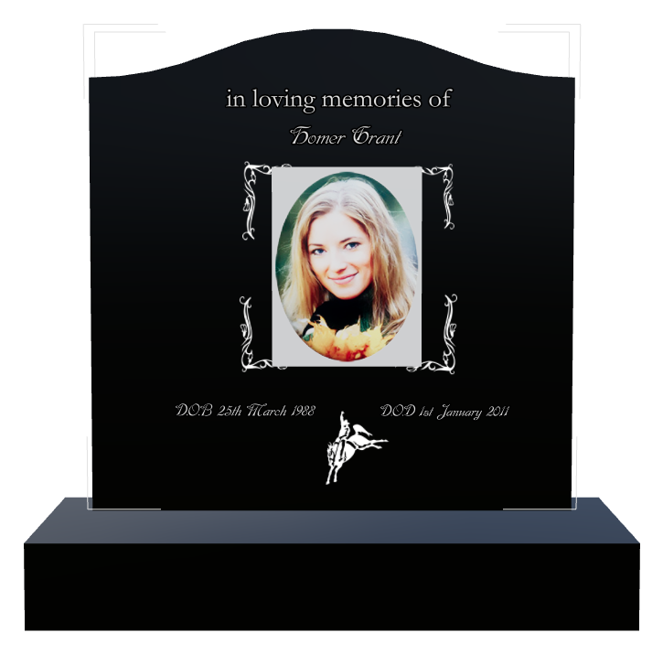 Memorial Laser-Etched Black Granite Headstone design preview