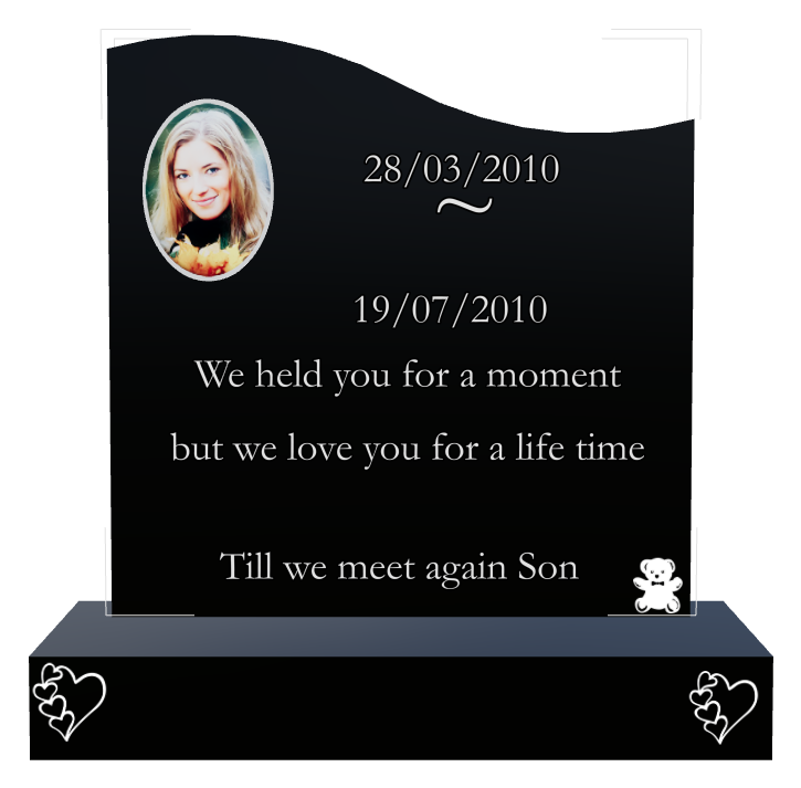 Son Memorial Laser-Etched Black Granite Headstone design preview