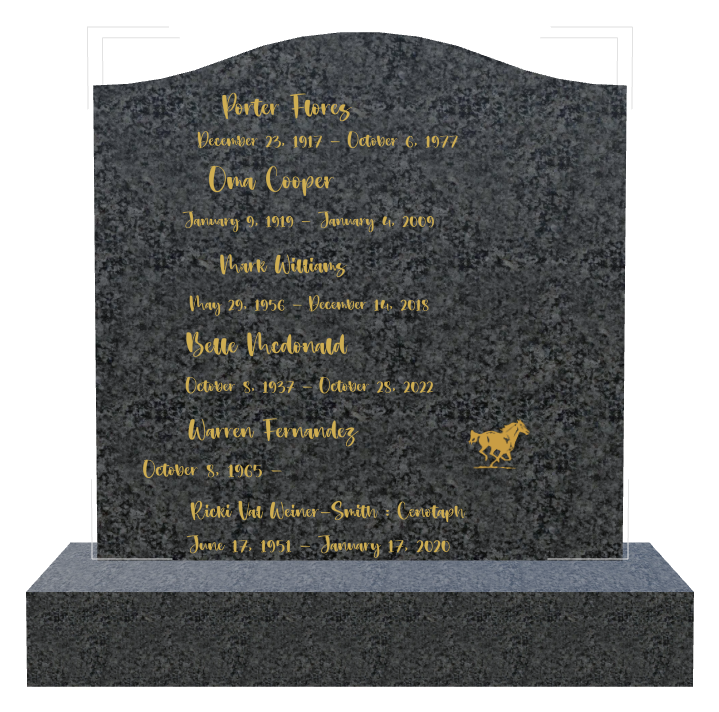 Memorial Laser-Etched Black Granite Headstone design preview