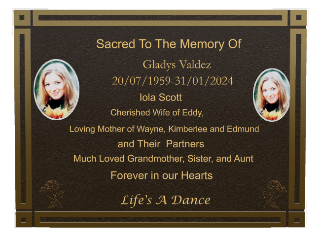 Mother Memorial Bronze Plaque design preview