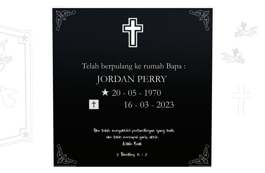 Religious Memorial Laser-Etched Black Granite Headstone design preview
