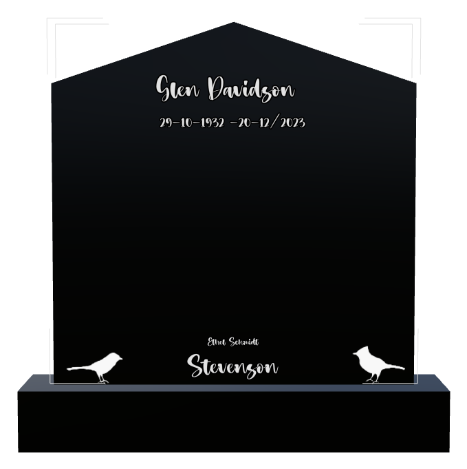 Dove Memorial Laser-Etched Black Granite Headstone design preview