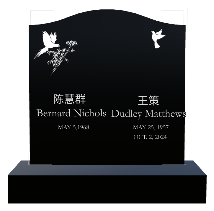 Memorial Laser-Etched Black Granite Headstone design preview