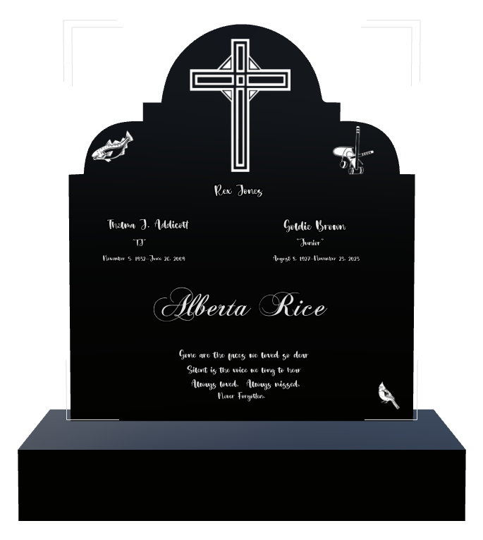 Religious Memorial Laser-Etched Black Granite Headstone design preview