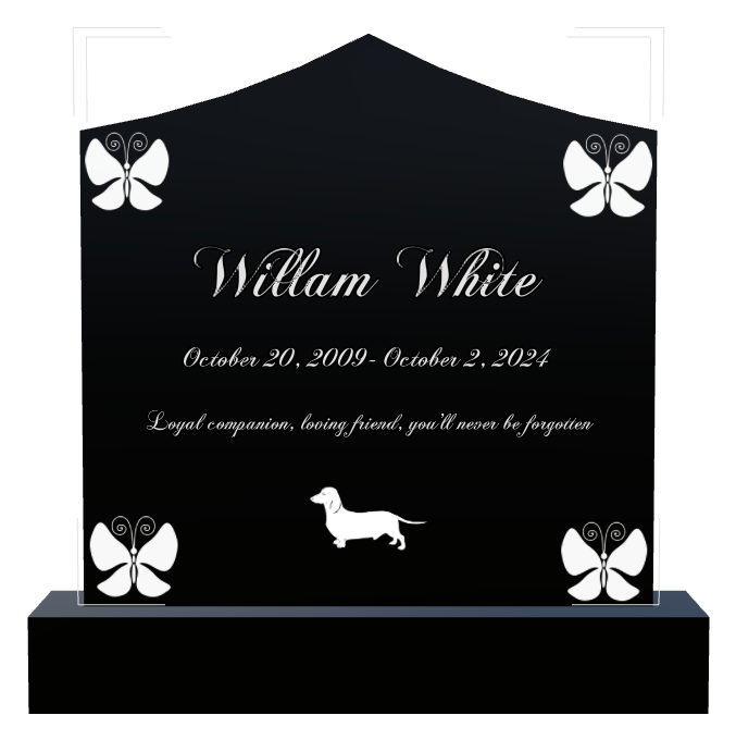 Butterfly Memorial Laser-Etched Black Granite Headstone design preview