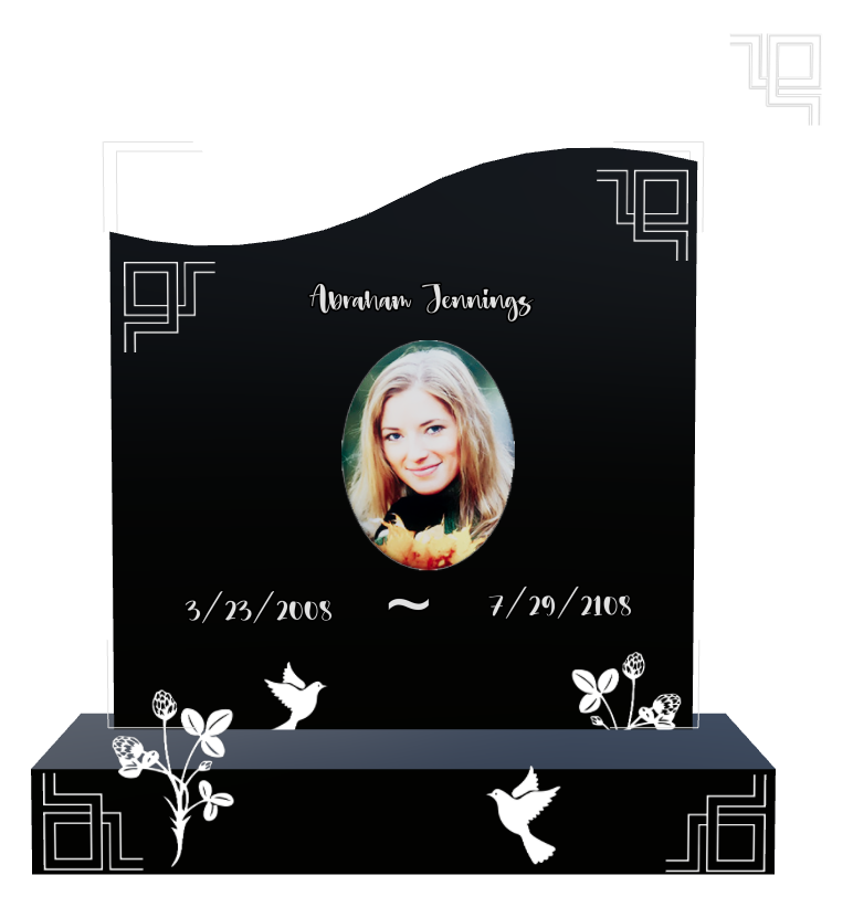 Dove Memorial Laser-Etched Black Granite Headstone design preview