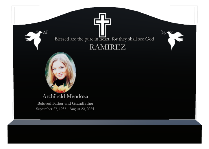 Father Memorial Laser-Etched Black Granite Headstone design preview
