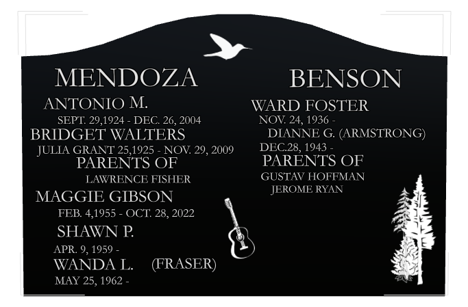 Dove Memorial Laser-Etched Black Granite Headstone design preview