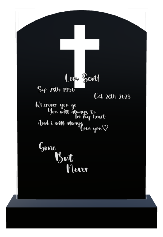 Religious Memorial Laser-Etched Black Granite Headstone design preview