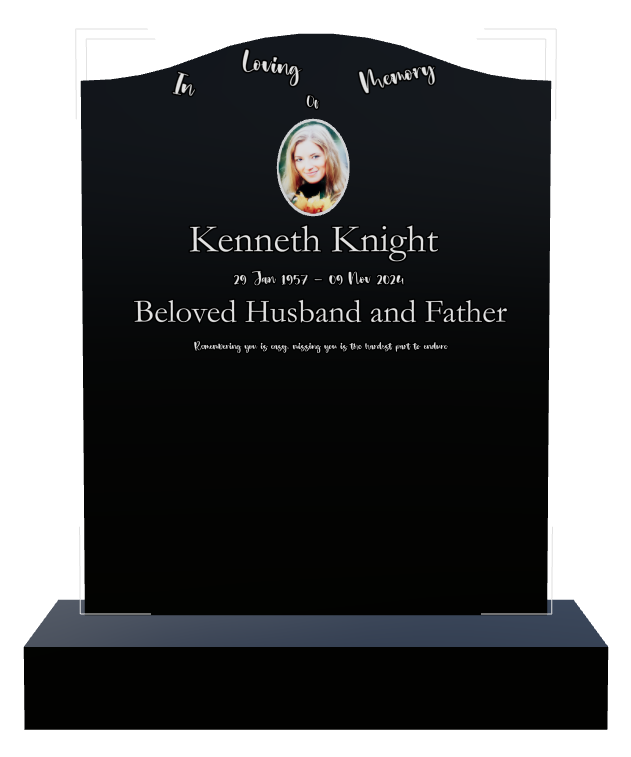 Husband Memorial Laser-Etched Black Granite Headstone design preview