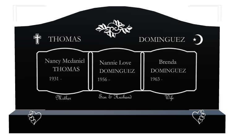 Mother Memorial Laser-Etched Black Granite Headstone design preview