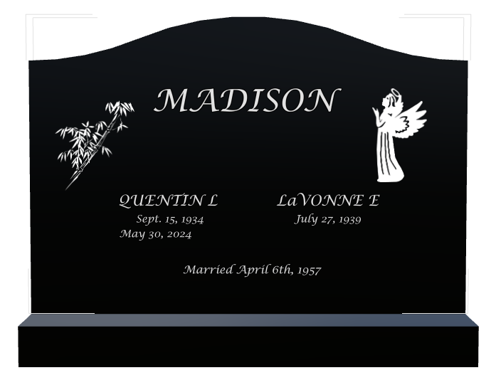 Religious Memorial Laser-Etched Black Granite Headstone design preview