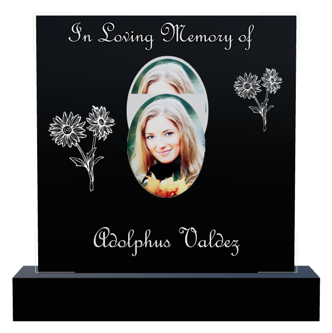 In Loving Memory Laser-Etched Black Granite Headstone design preview