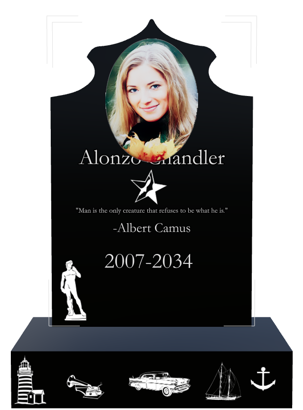 Memorial Laser-Etched Black Granite Headstone design preview