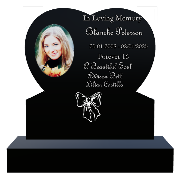 In Loving Memory Laser-Etched Black Granite Headstone design preview