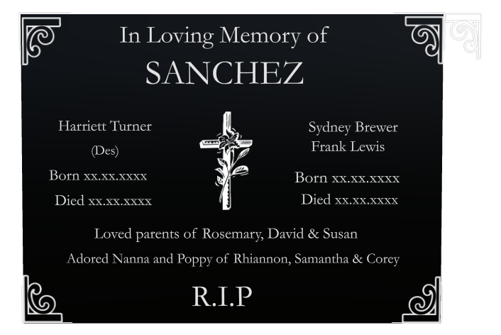 Rest In Peace Laser-Etched Colour Plaque design preview