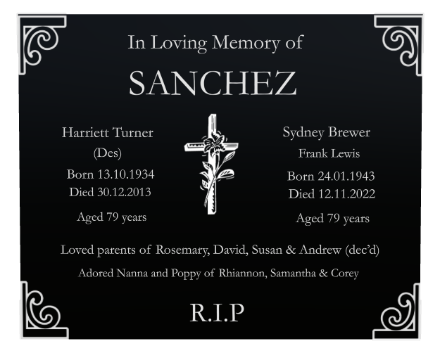 Rest In Peace Laser-Etched Colour Plaque design preview