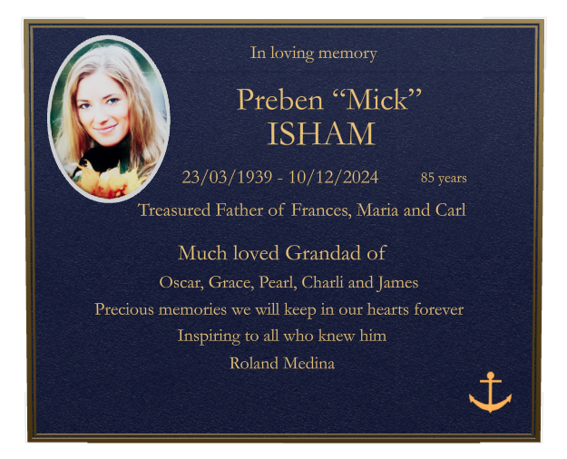 Father Memorial Bronze Plaque design preview