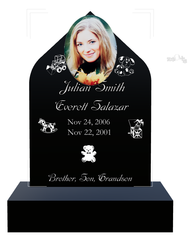 Son Memorial Laser-Etched Black Granite Headstone design preview